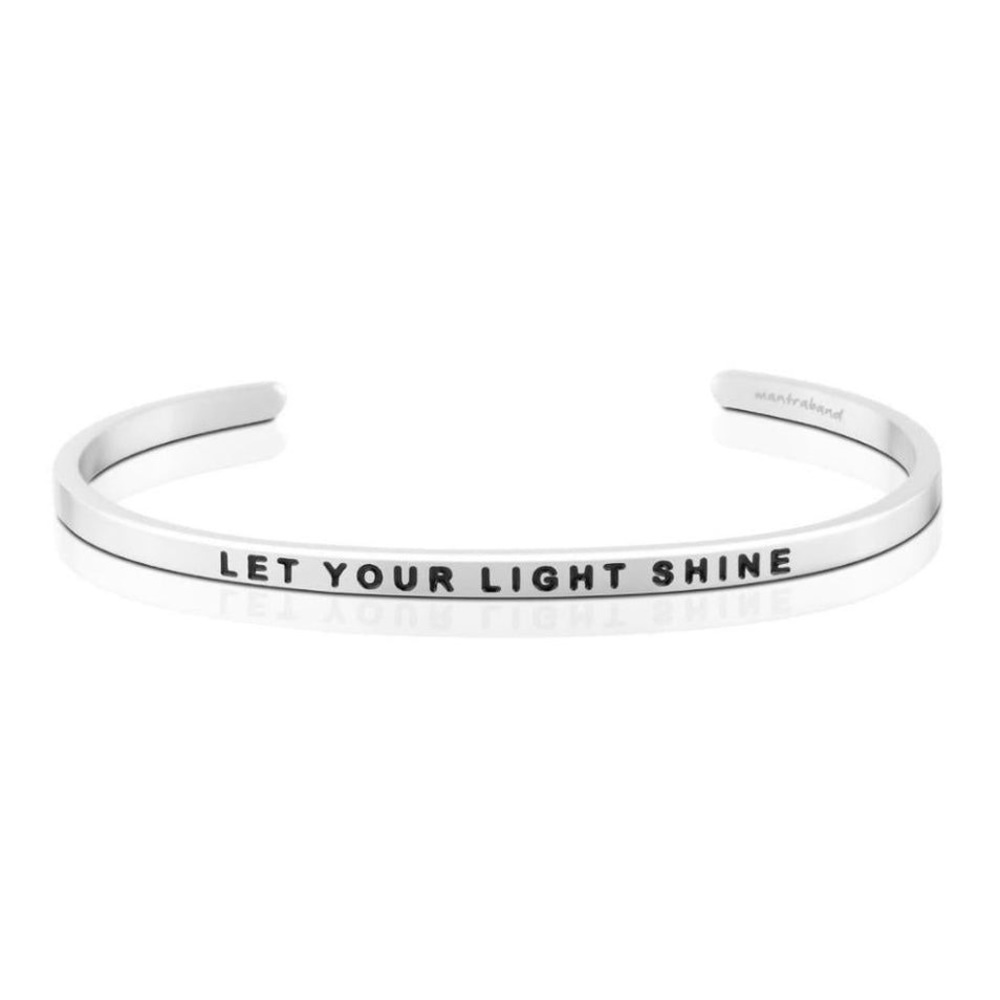 NIB MantraBand Let Your Light Shine Silver Tone Bangle Bracelet Women’s OS
